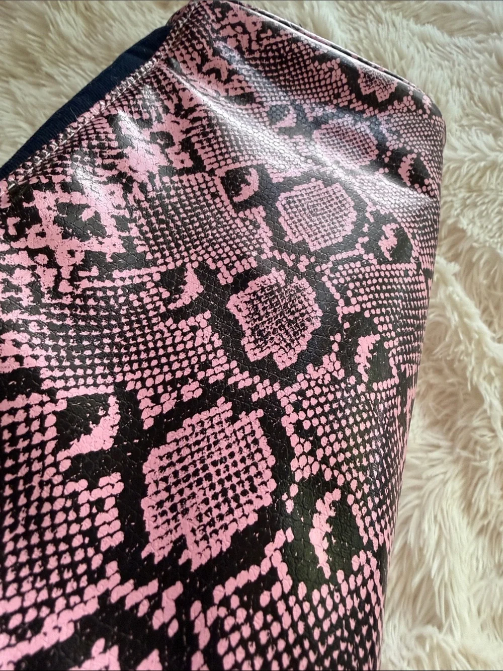 JNWT uicy Couture Cosmetic Bag with Pink Snake-Print Trim
